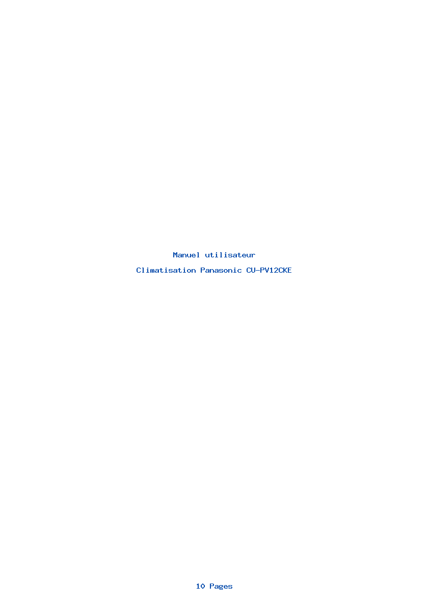 Page 1 de la notice Manuel utilisateur Panasonic CU-PV12CKE
