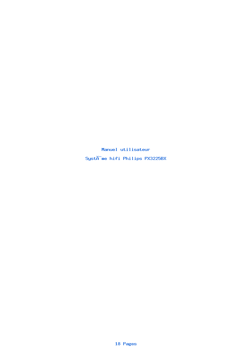 Page 1 de la notice Manuel utilisateur Philips PX3225BX
