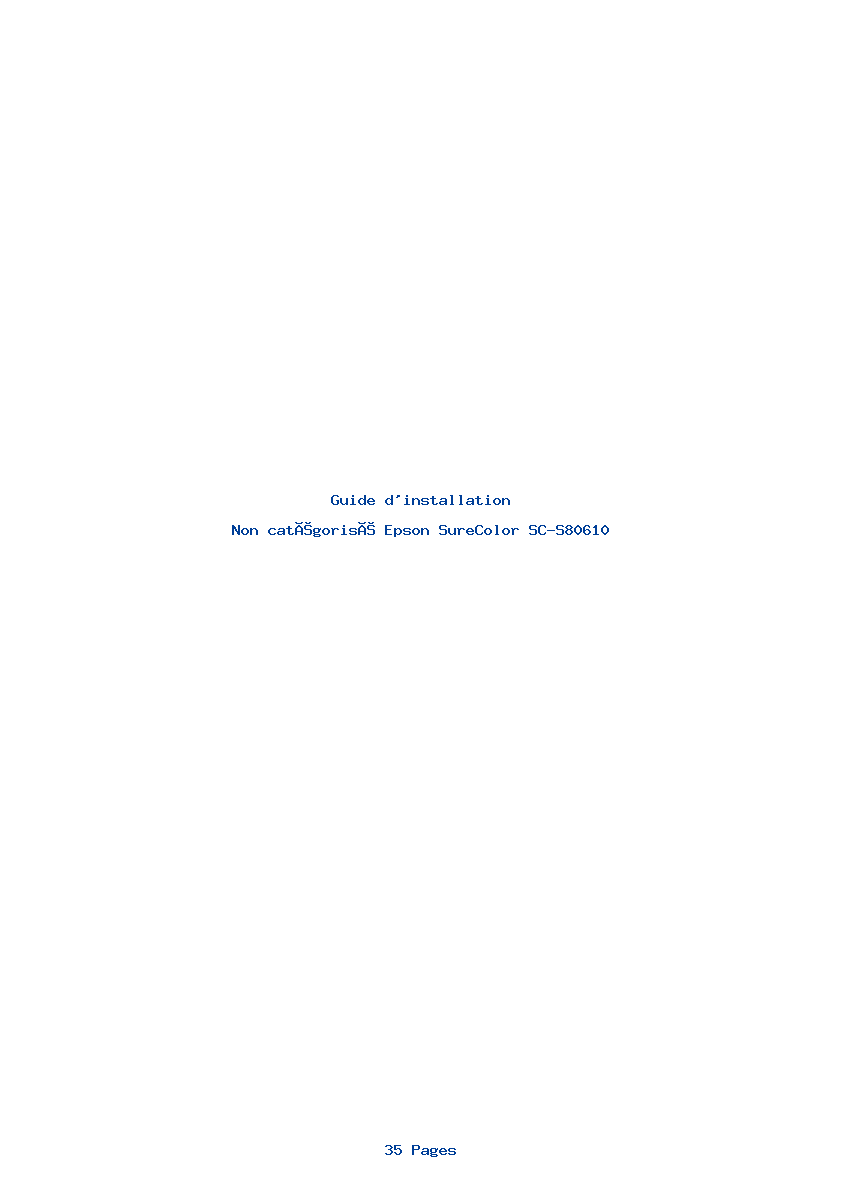 Page 1 de la notice Guide d'installation Epson SureColor SC-S80610
