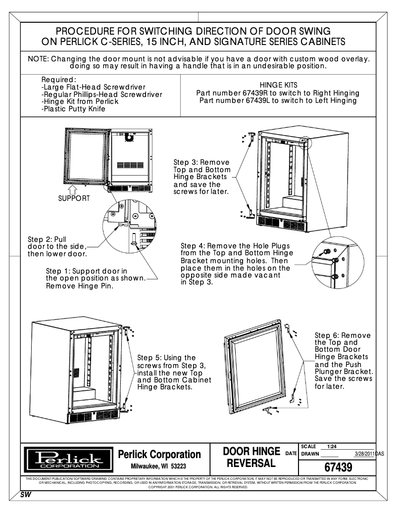 Page 1 de la notice Instructions / montage Perlick HC24TB-4-1R-1