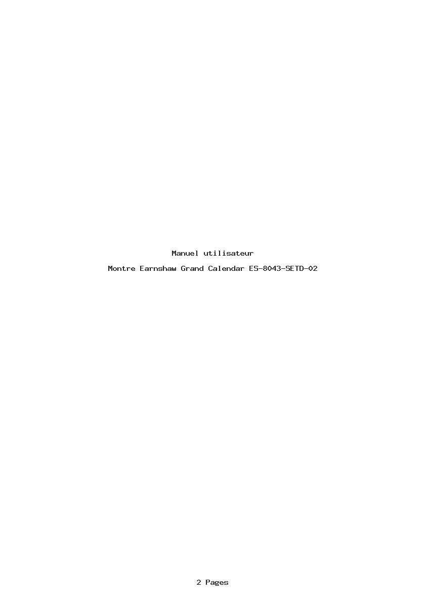 Page 1 de la notice Manuel utilisateur Earnshaw Grand Calendar ES-8043-SETD-02