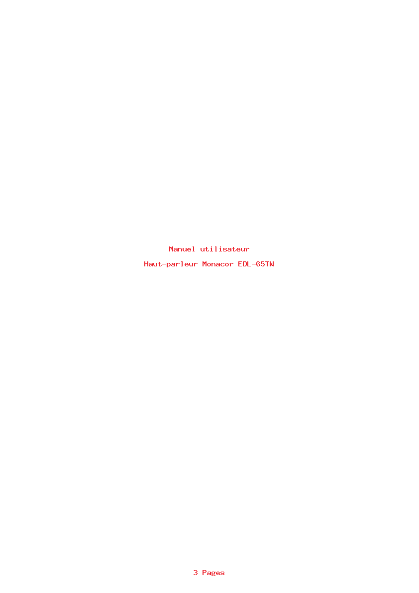 Page 1 de la notice Manuel utilisateur Monacor EDL-65TW