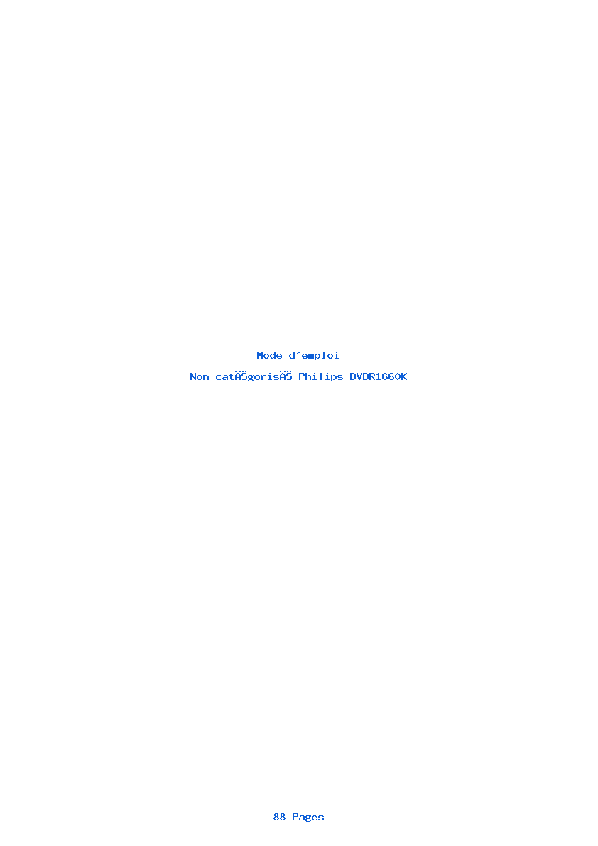 Page 1 de la notice Mode d'emploi Philips DVDR1660K