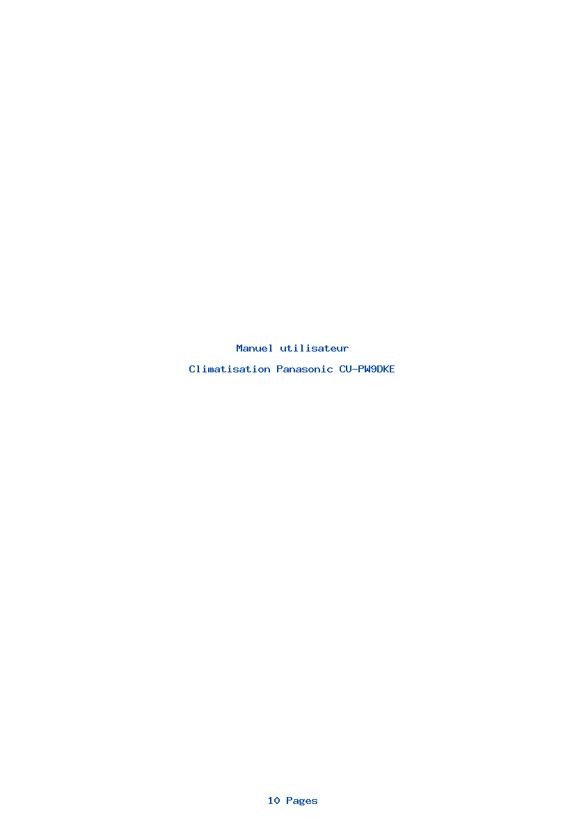 Page 1 de la notice Manuel utilisateur Panasonic CU-PW9DKE