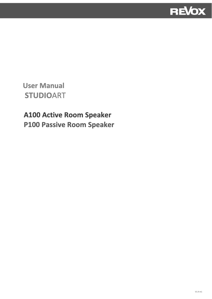 Page 1 de la notice Manuel utilisateur Revox Studioart A100