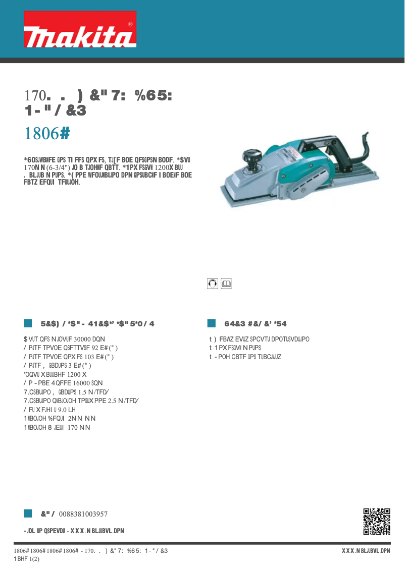 Page 1 de la notice Fiche technique Makita 1806B