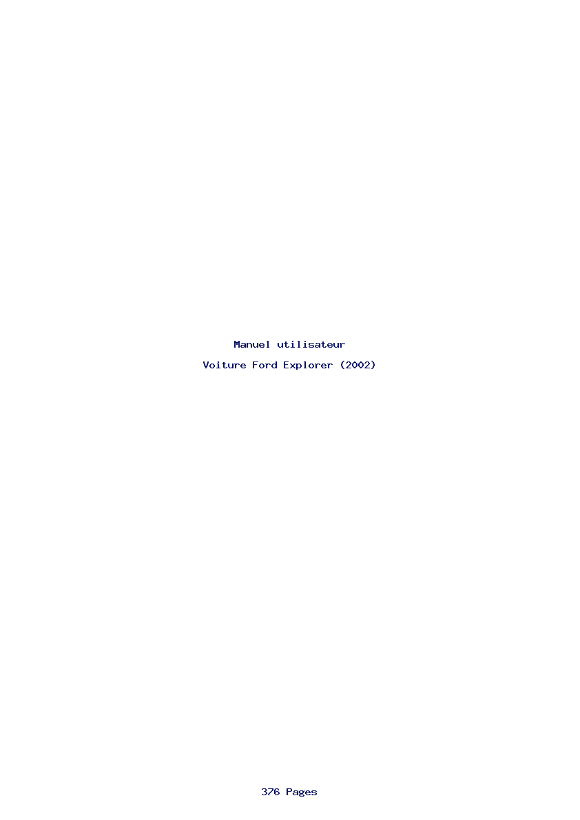 Page 1 de la notice Manuel utilisateur Ford Explorer (2002)