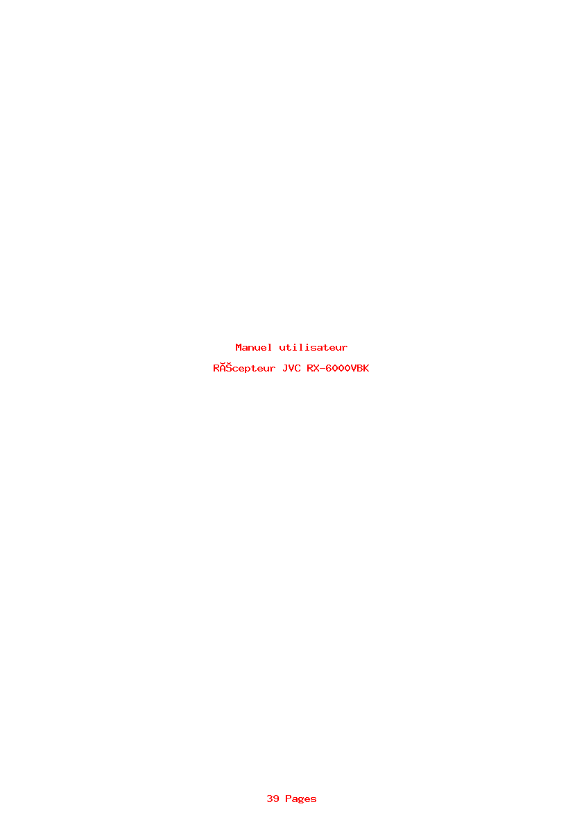 Page 1 de la notice Manuel utilisateur JVC RX-6000VBK