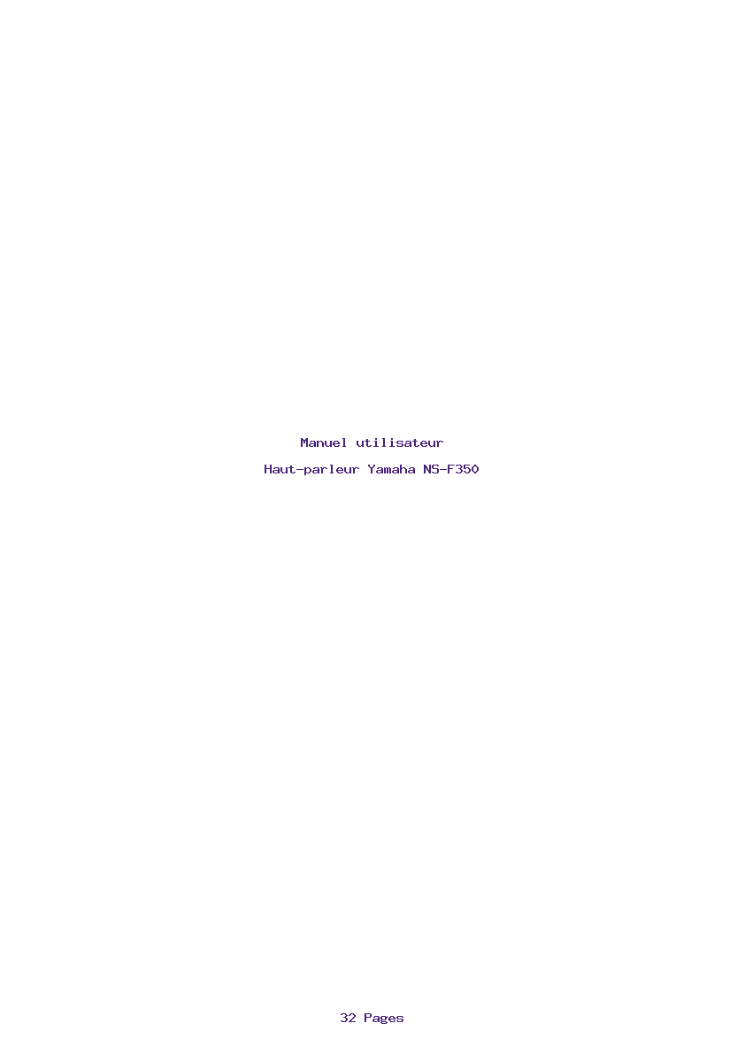 Page 1 de la notice Manuel utilisateur Yamaha NS-F350
