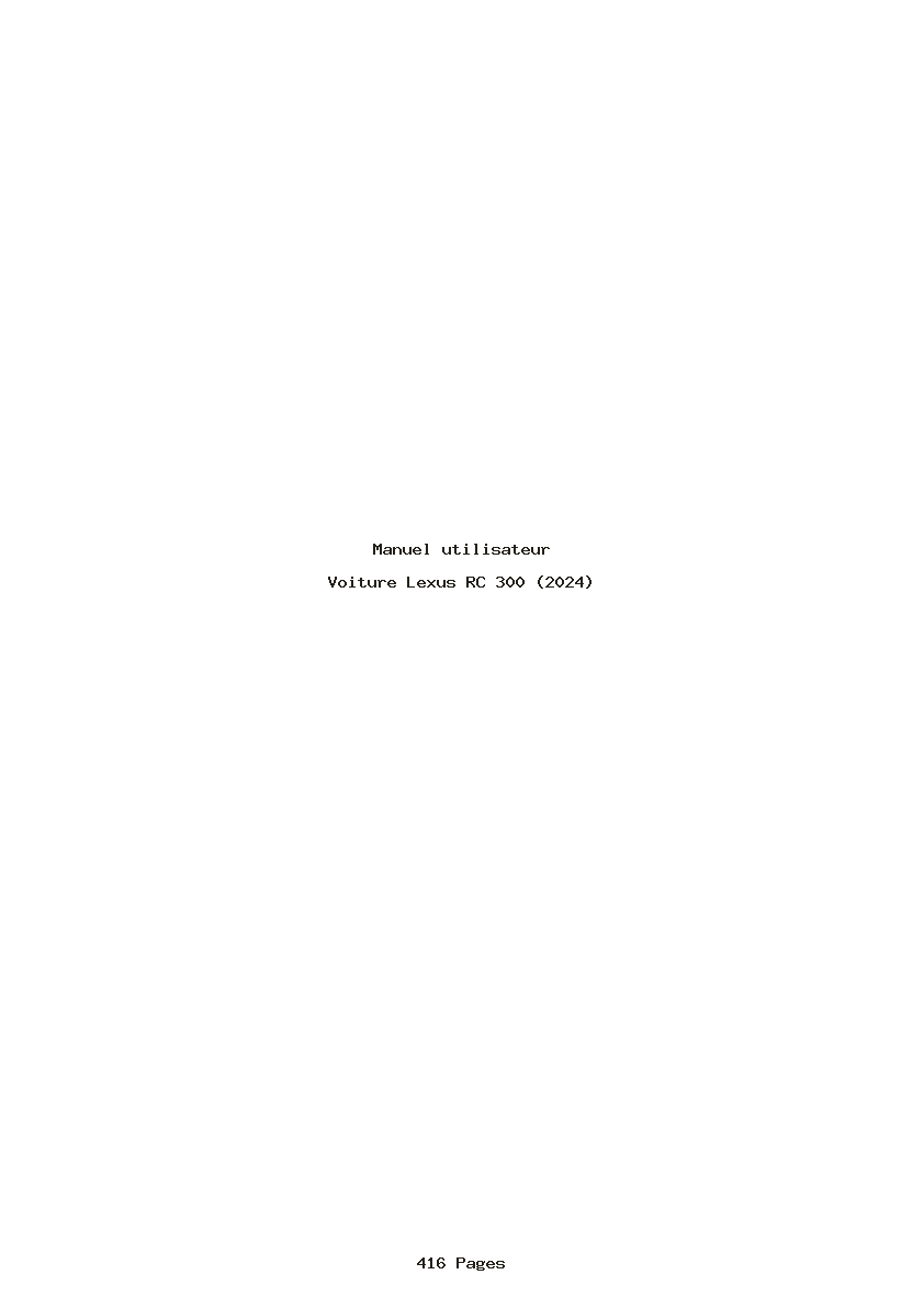 Page 1 de la notice Manuel utilisateur Lexus RC 300 (2024)