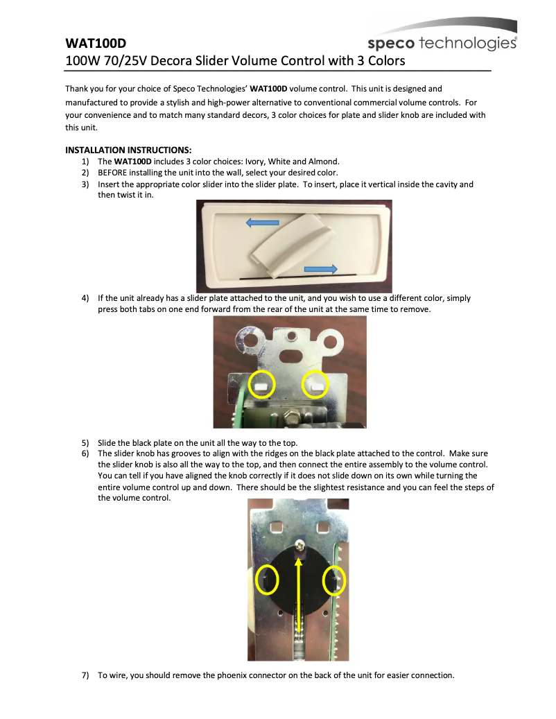 Page 1 de la notice Manuel utilisateur Speco Technologies WAT100D