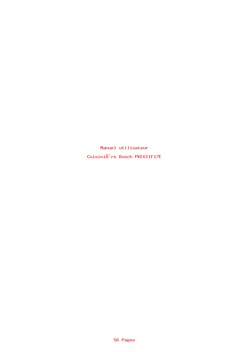 Page 1 de la notice Manuel utilisateur Bosch PKE611F17E