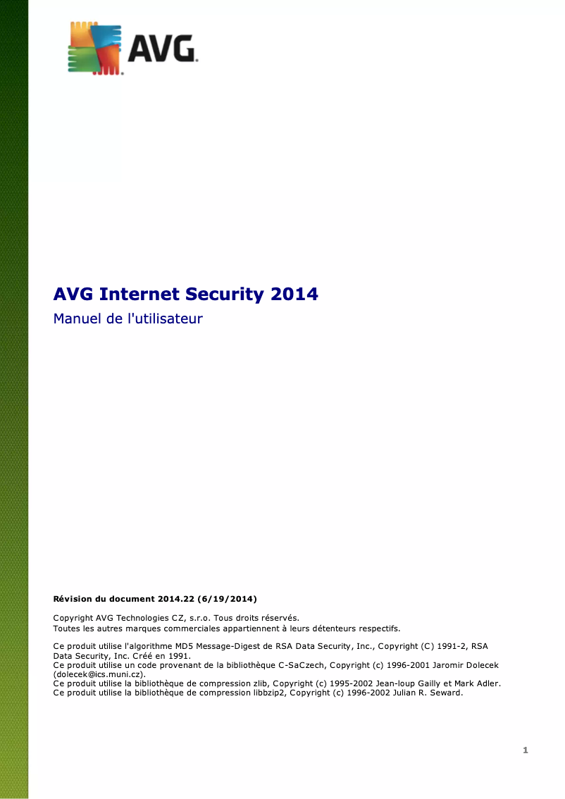 Página 1 del manual Manual de usuario AVG Internet Security 2014