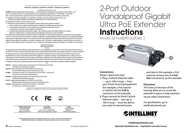 Page 1 de la notice Manuel utilisateur Intellinet 561648