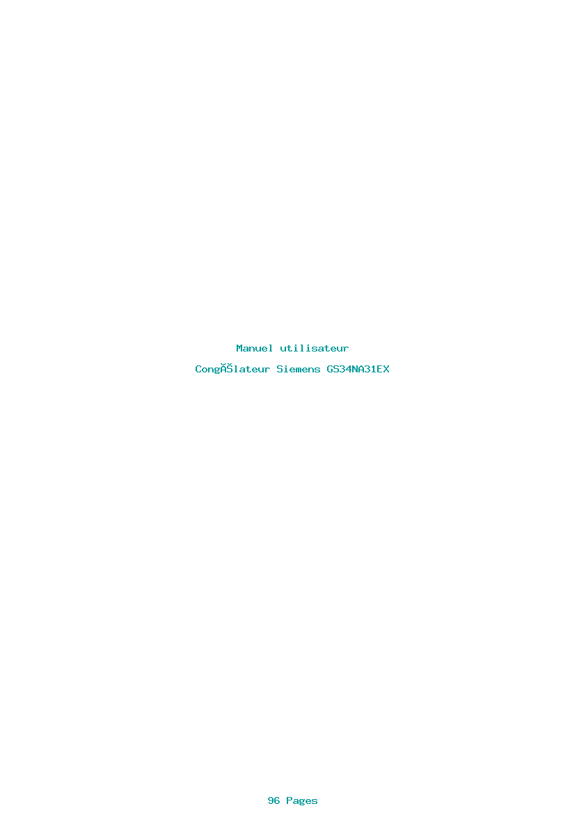 Page 1 de la notice Manuel utilisateur Siemens GS34NA31EX