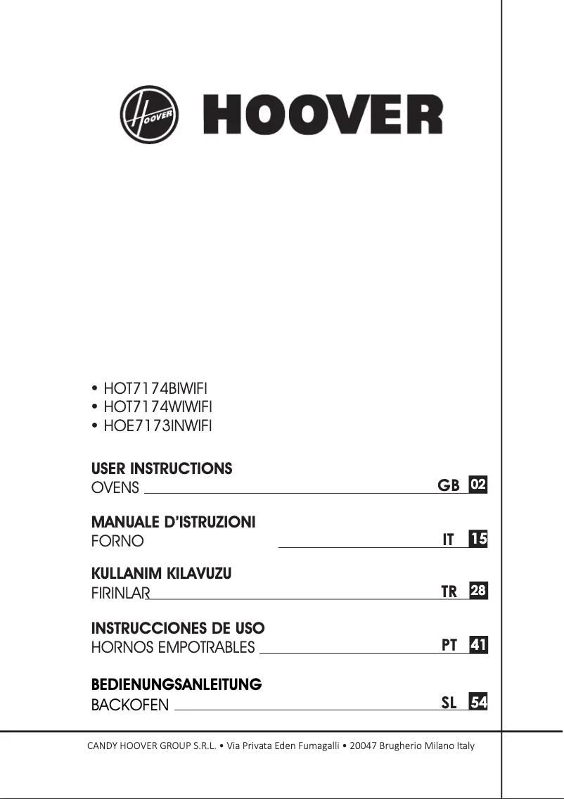 Page 1 de la notice Manuel utilisateur Hoover HOT7174BI WIFI