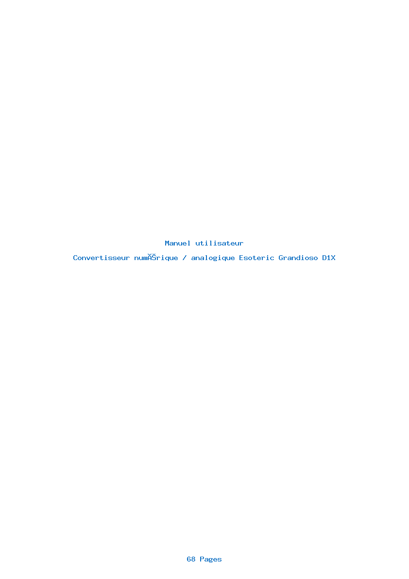 Page 1 de la notice Manuel utilisateur Esoteric Grandioso D1X