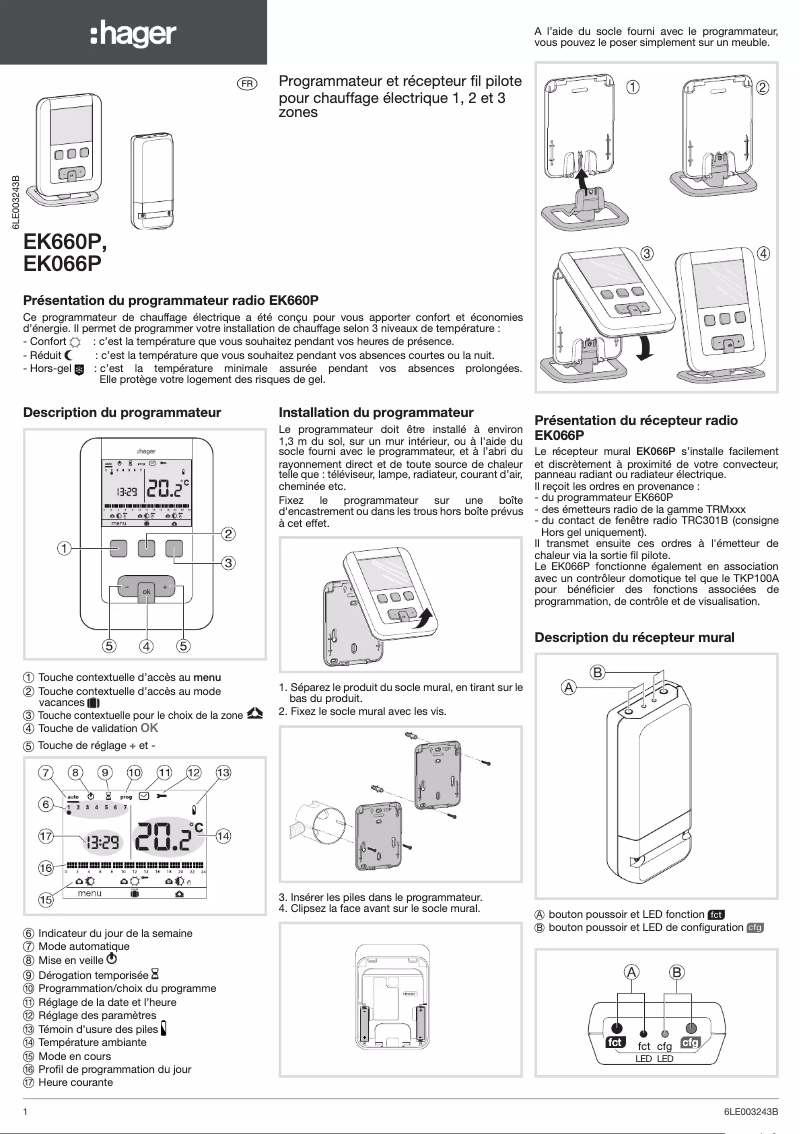 Page 1 de la notice Manuel utilisateur Hager EK066P