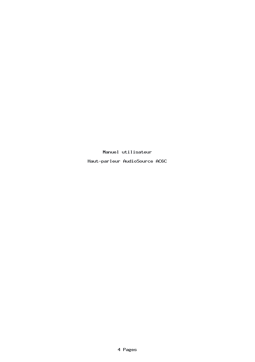 Page 1 de la notice Manuel utilisateur AudioSource AC6C