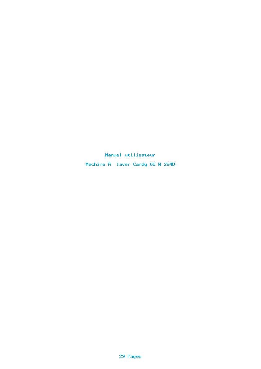 Page 1 de la notice Manuel utilisateur Candy GO W 264D