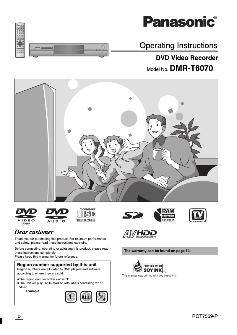 Page n°1 - Manuel utilisateur Panasonic DMR-T6070