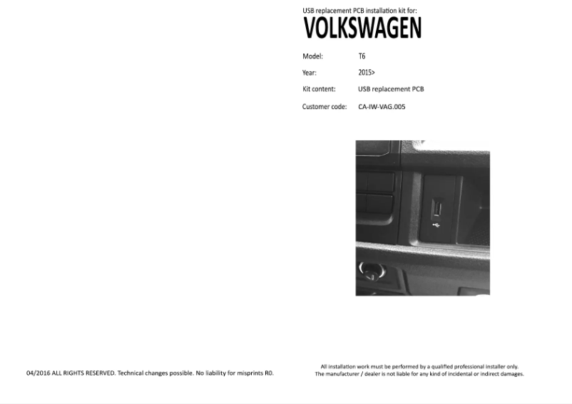 Page 1 de la notice Manuel utilisateur Pioneer CA-IW-VAG.005