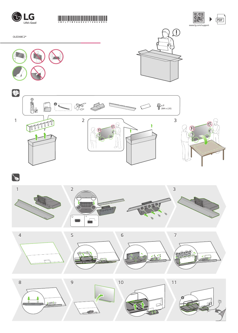 Page 1 de la notice Guide d'installation LG OLED48C21LA