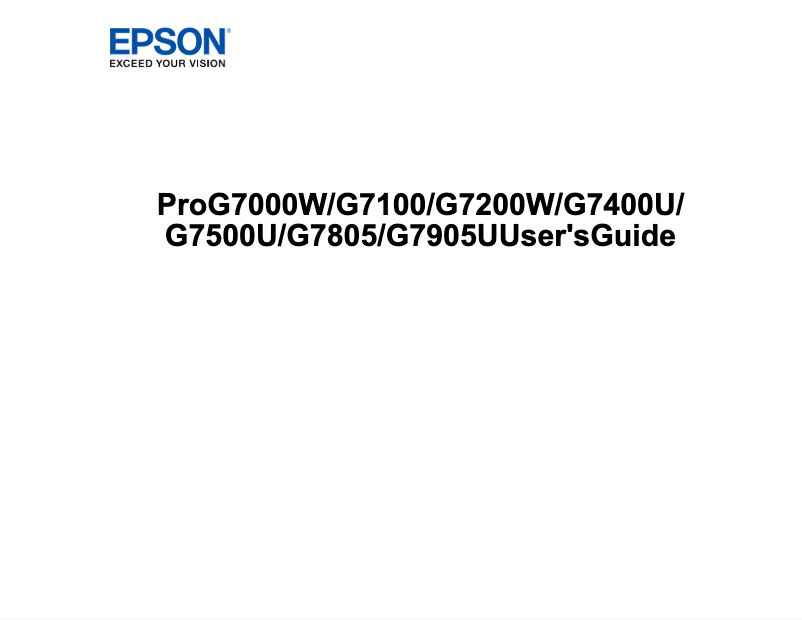 Page 1 of the manual User Manual Epson Pro G7400UNL