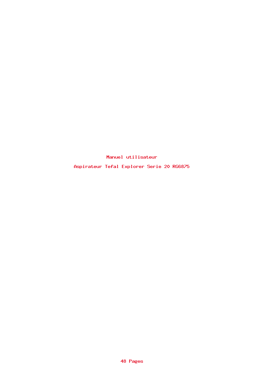 Page 1 de la notice Manuel utilisateur Tefal Explorer Serie 20 RG6875