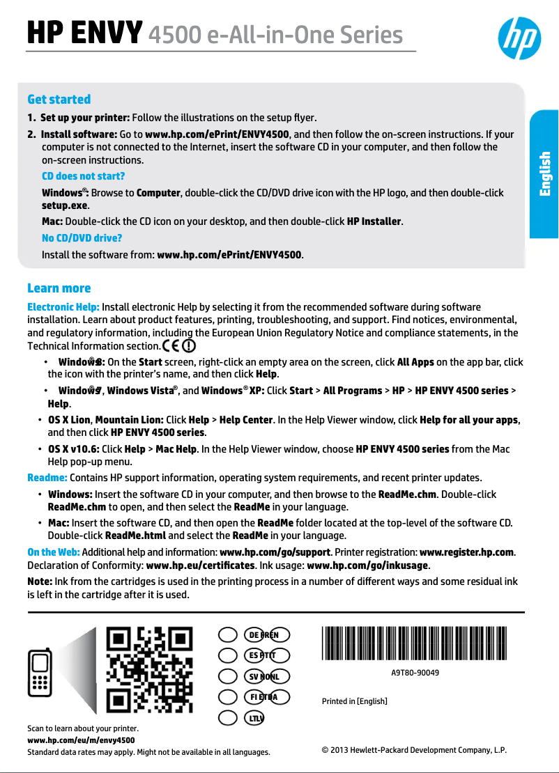 Page 1 de la notice Manuel utilisateur HP Envy 4504