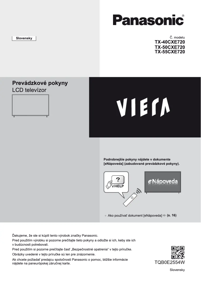 Page 1 of the manual User Manual Panasonic TX-55CXE720