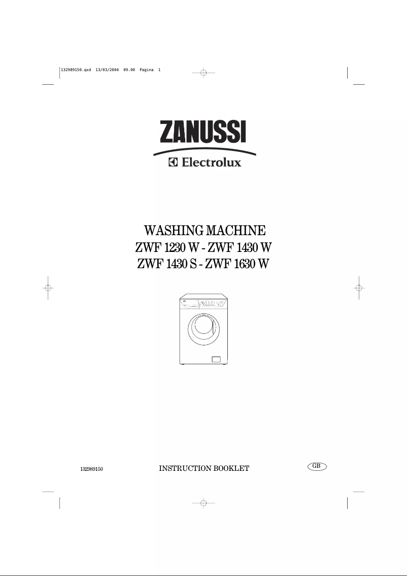 Page 1 de la notice Manuel utilisateur Zanussi-Electrolux ZWF 1230 W