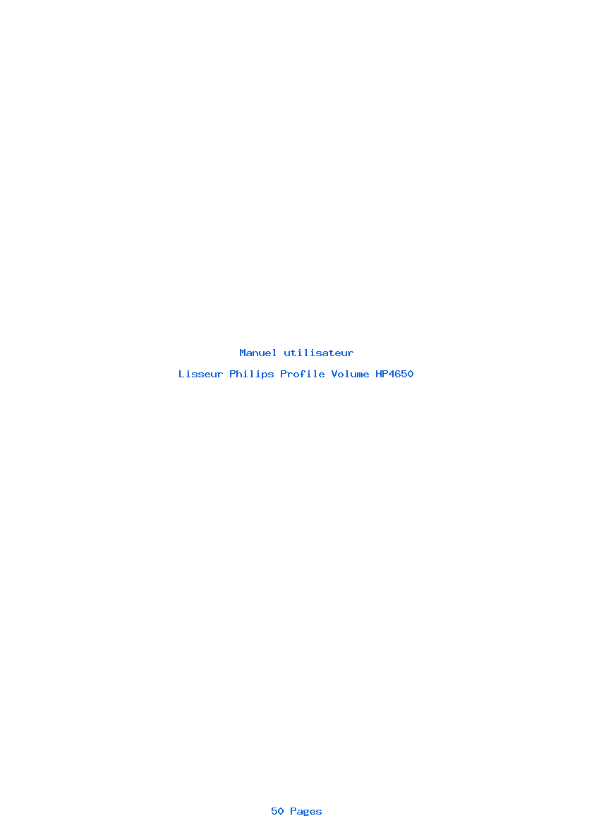 Page 1 de la notice Manuel utilisateur Philips Profile Volume HP4650
