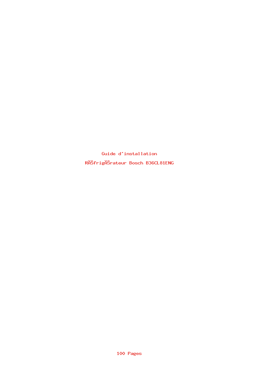 Page 1 de la notice Guide d'installation Bosch B36CL81ENG