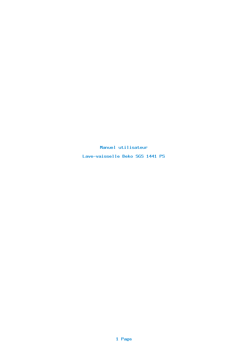 Page 1 de la notice Manuel utilisateur Beko SGS 1441 PS