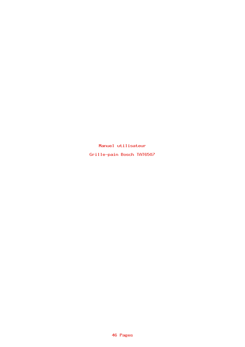 Page 1 de la notice Manuel utilisateur Bosch TAT6507