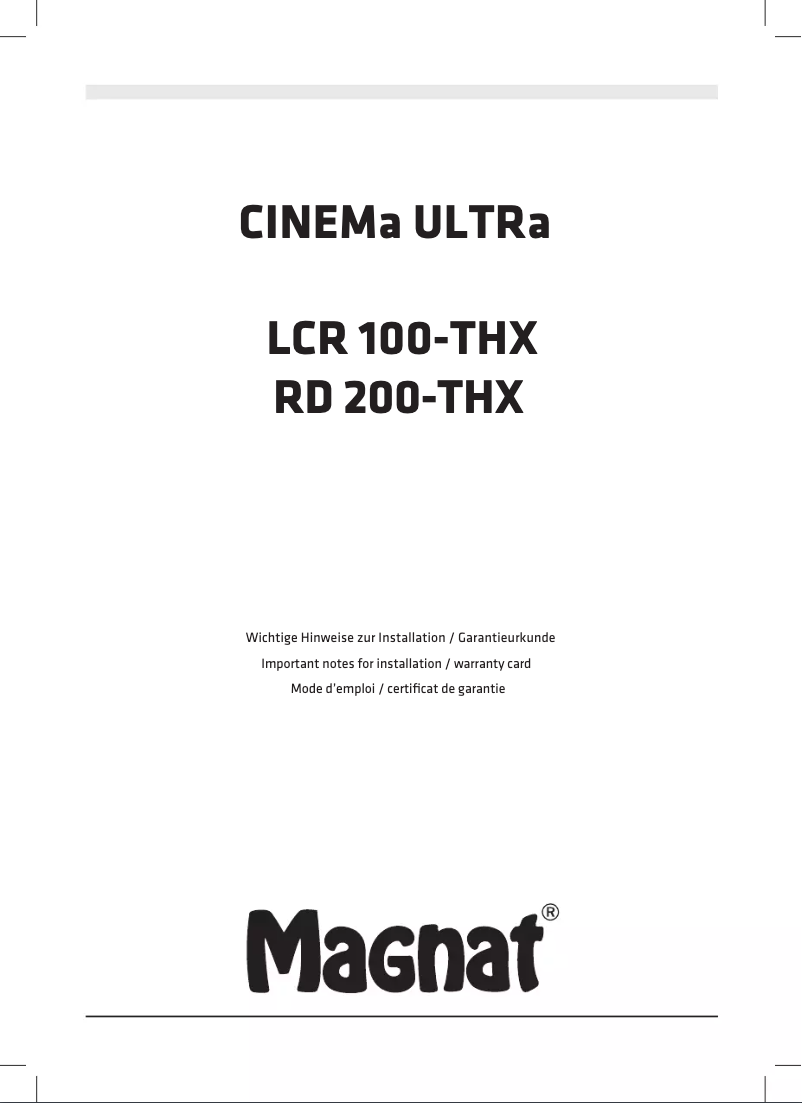 Page 1 of the manual Instruction Manual Magnat Cinema Ultra RD 200-THX