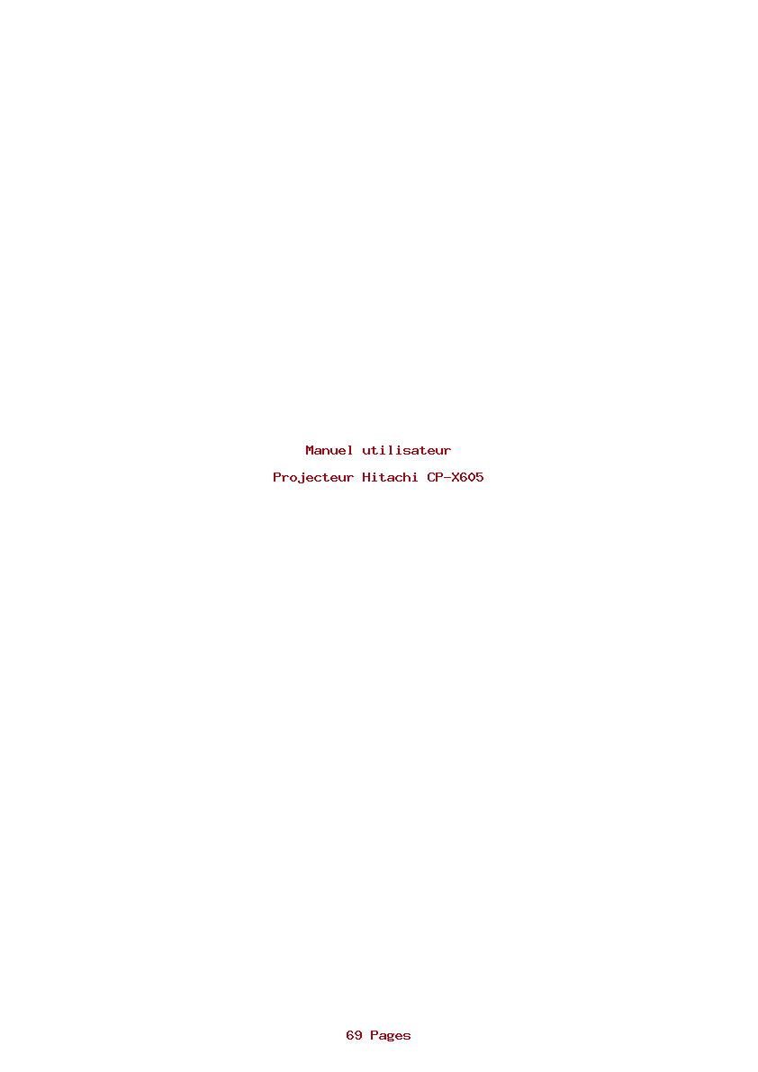 Page 1 de la notice Manuel utilisateur Hitachi CP-X605