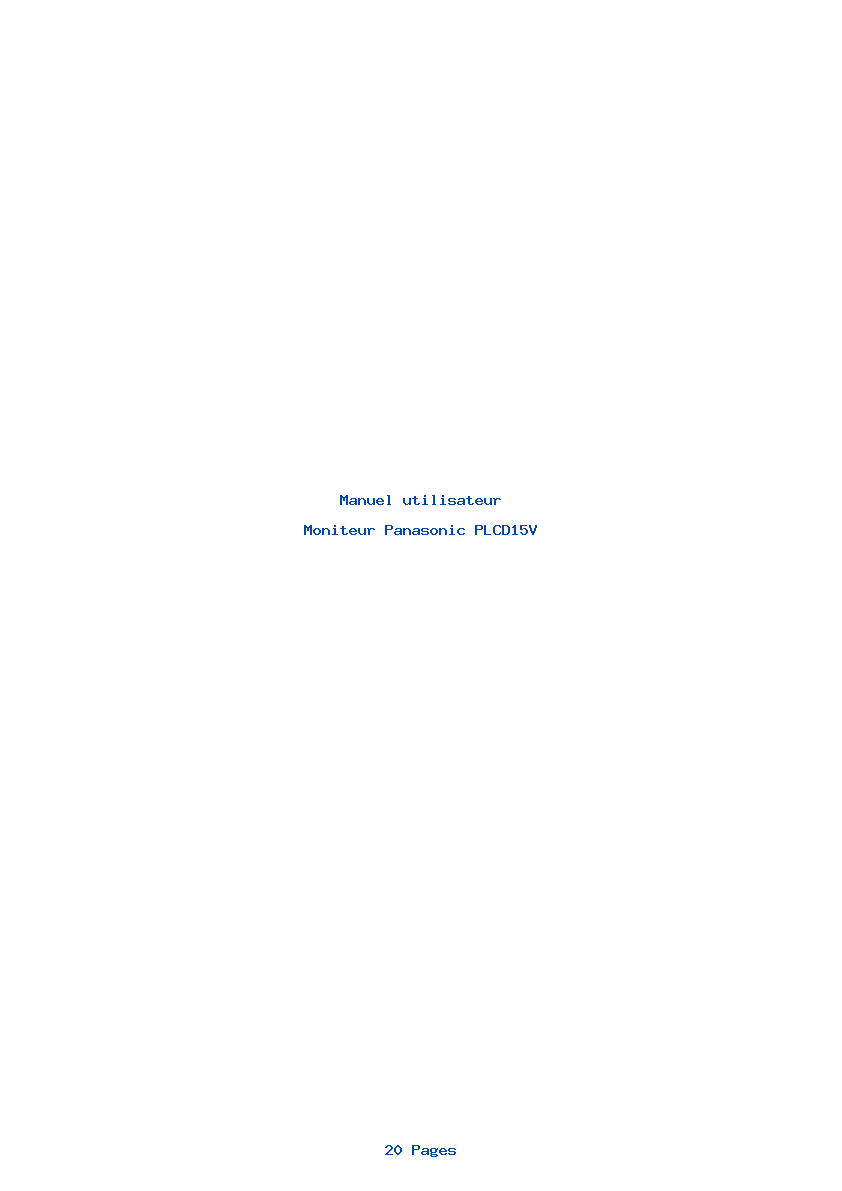Page 1 de la notice Manuel utilisateur Panasonic PLCD15V