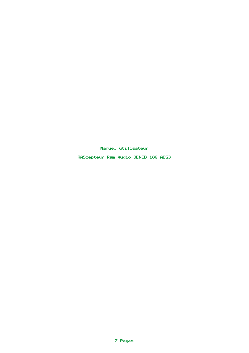 Page 1 de la notice Manuel utilisateur Ram Audio DENEB 10Q AES3