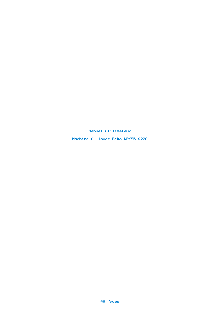 Page 1 de la notice Manuel utilisateur Beko WRYS51022C
