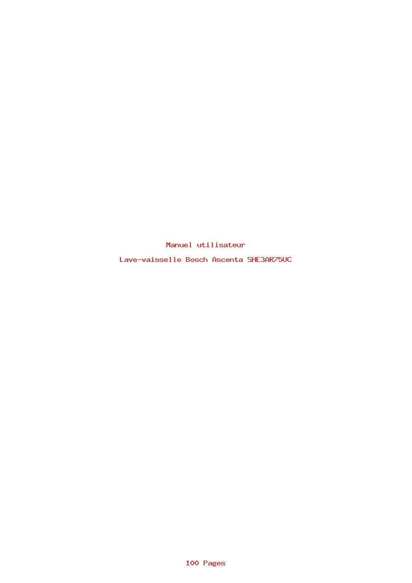 Page 1 de la notice Manuel utilisateur Bosch Ascenta SHE3AR75UC