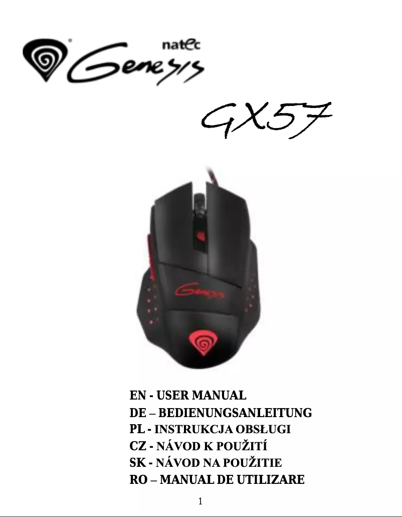 Page 1 de la notice Manuel utilisateur Natec GX57