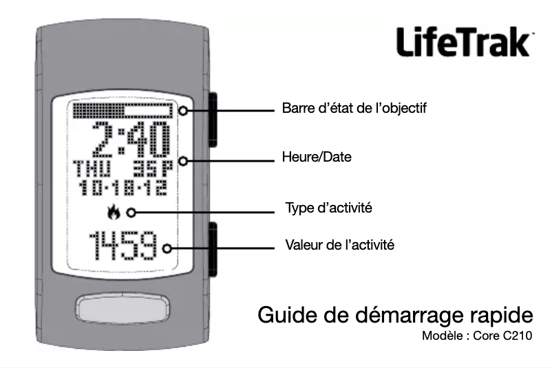 Page 1 de la notice Manuel utilisateur LifeTrak Core C210