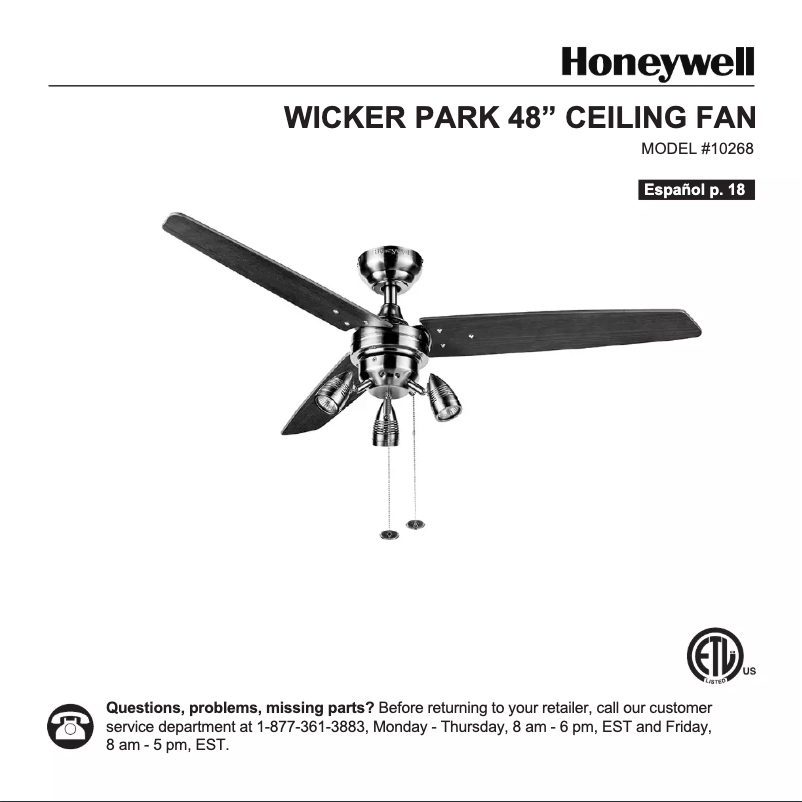 Page 1 de la notice Manuel utilisateur Honeywell Wicker Park 10268
