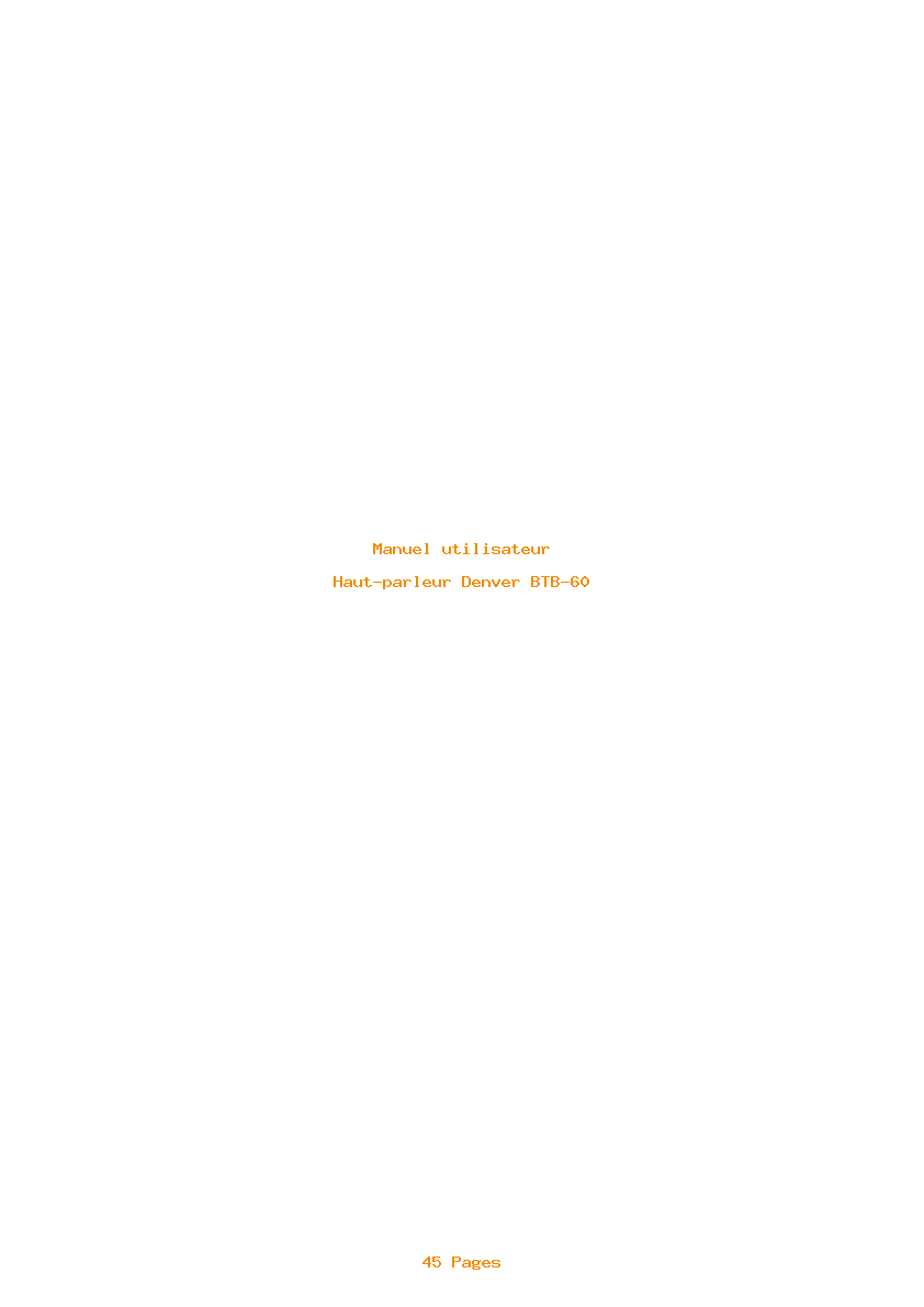 Page 1 de la notice Manuel utilisateur Denver BTB-60