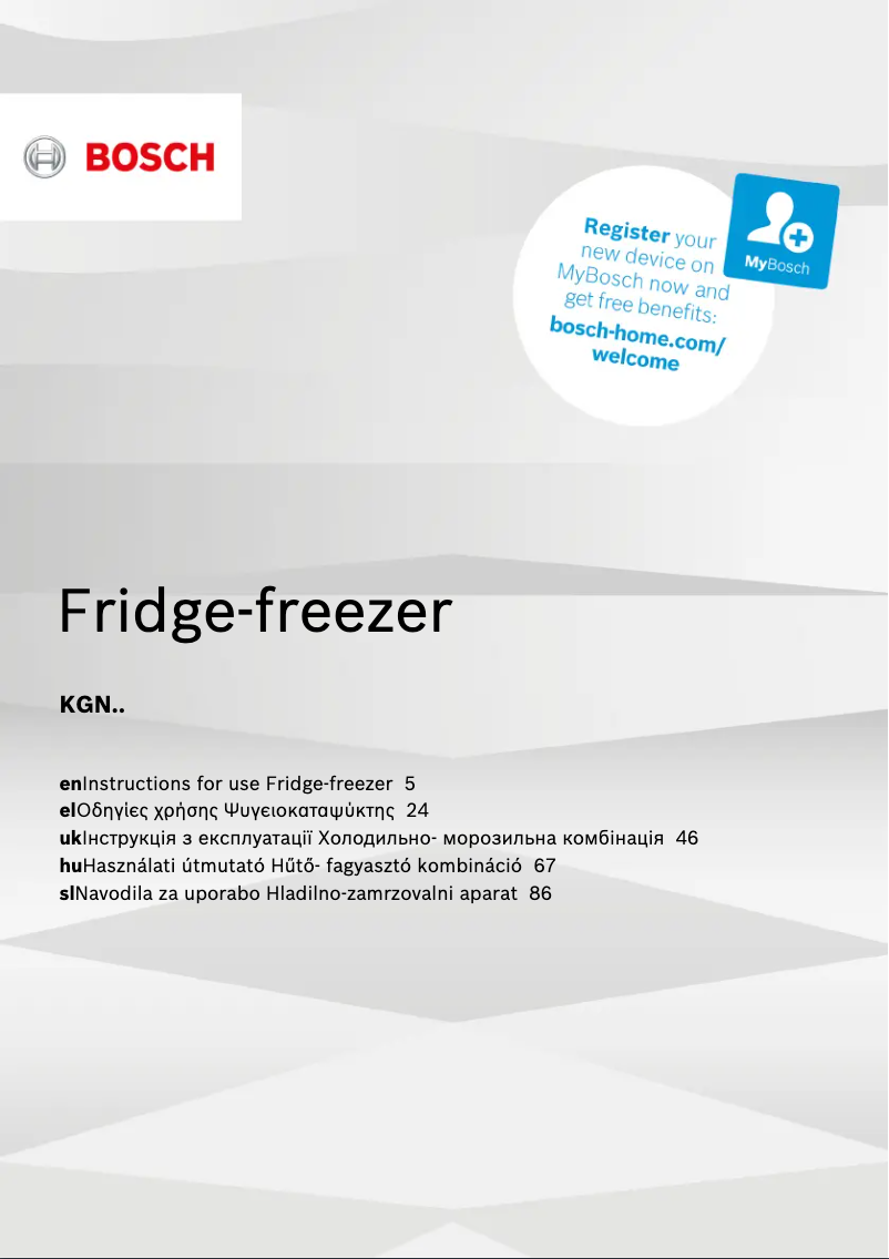 Page 1 de la notice Manuel utilisateur Bosch KGN39VI306