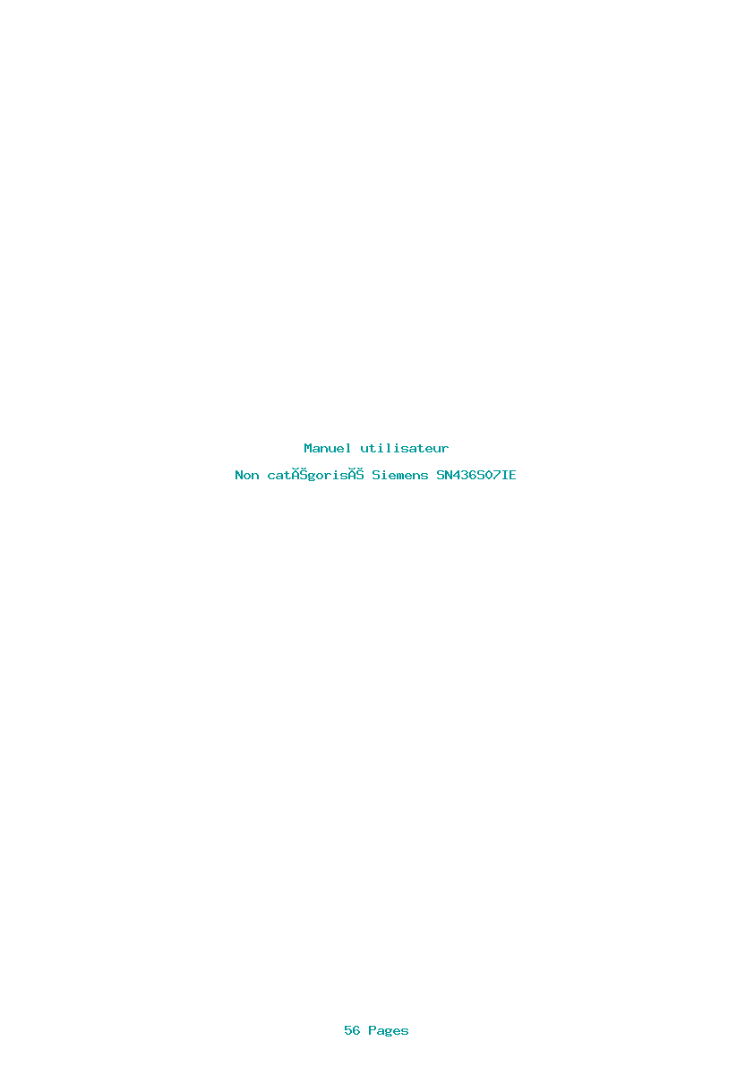 Page 1 de la notice Manuel utilisateur Siemens SN436S07IE