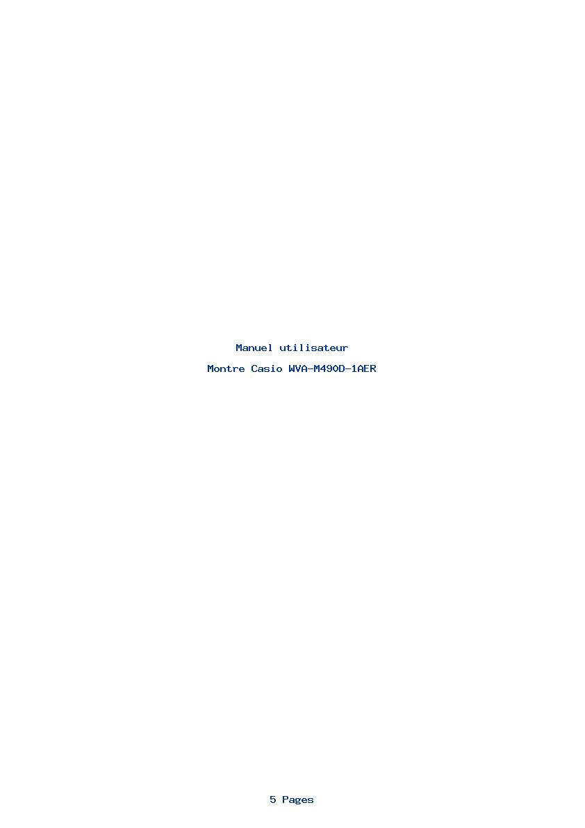 Page 1 de la notice Manuel utilisateur Casio WVA-M490D-1AER