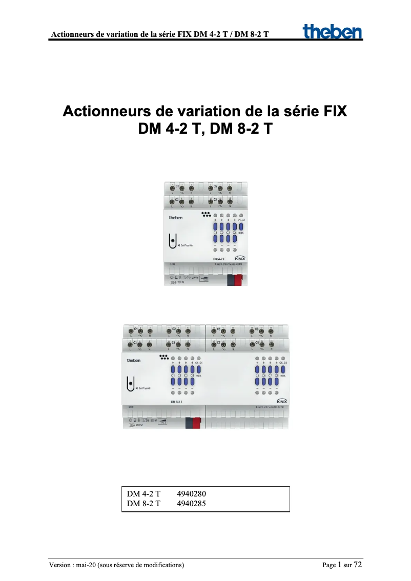 Page 1 de la notice Manuel utilisateur Theben DM 4-2 T KNX